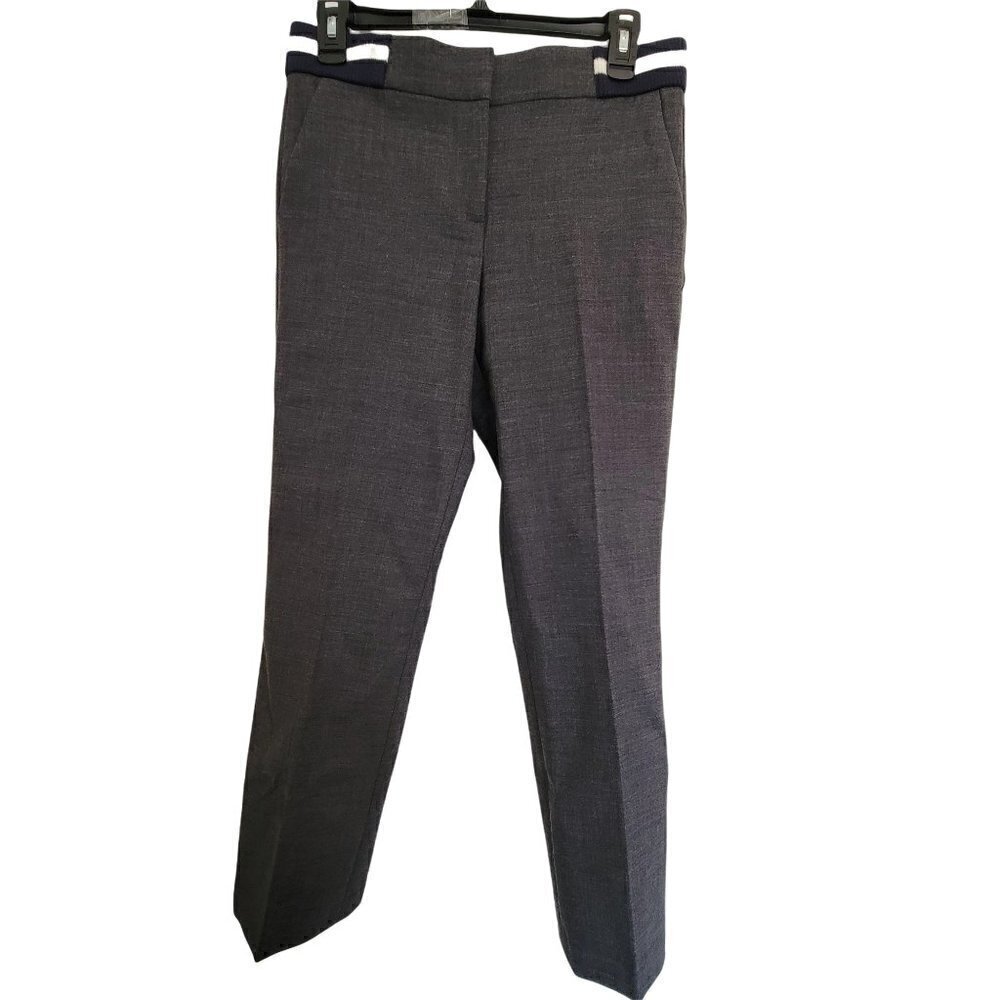 J. Crew Elastic Ribbed Waistband Gray Wool Long Dress Pants Slacks Trousers Sz 4